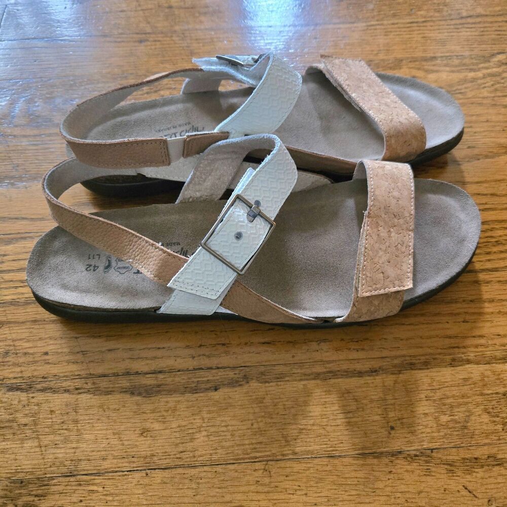 Naot Womens Norah Leather and Cork Slingback Sandals Size 42